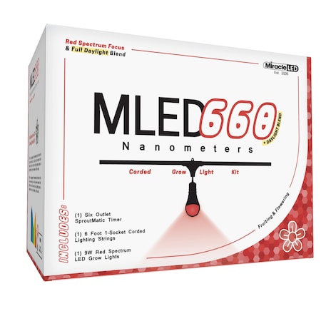 Miracle Led 1-Socket Nanometer 660 Grow Light Kit- Red Spec. 9W Replace 100W Grow Bulbs w/Timer 802306